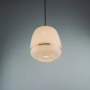 Vintage White Glass Gold Accented Mid-Century Modern Lamp