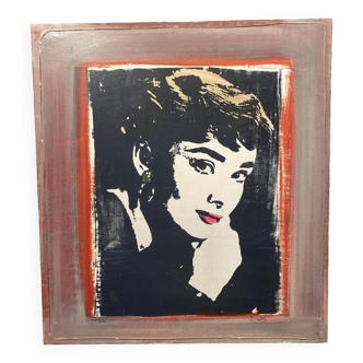 Silkscreen of Audrey Hepburn signed Mc. Carthy in 2004.