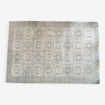 Tapis Oushak neutre 9x13 Tapis vintage crème -Tapis turcs beiges -Tapis bleu ivoire