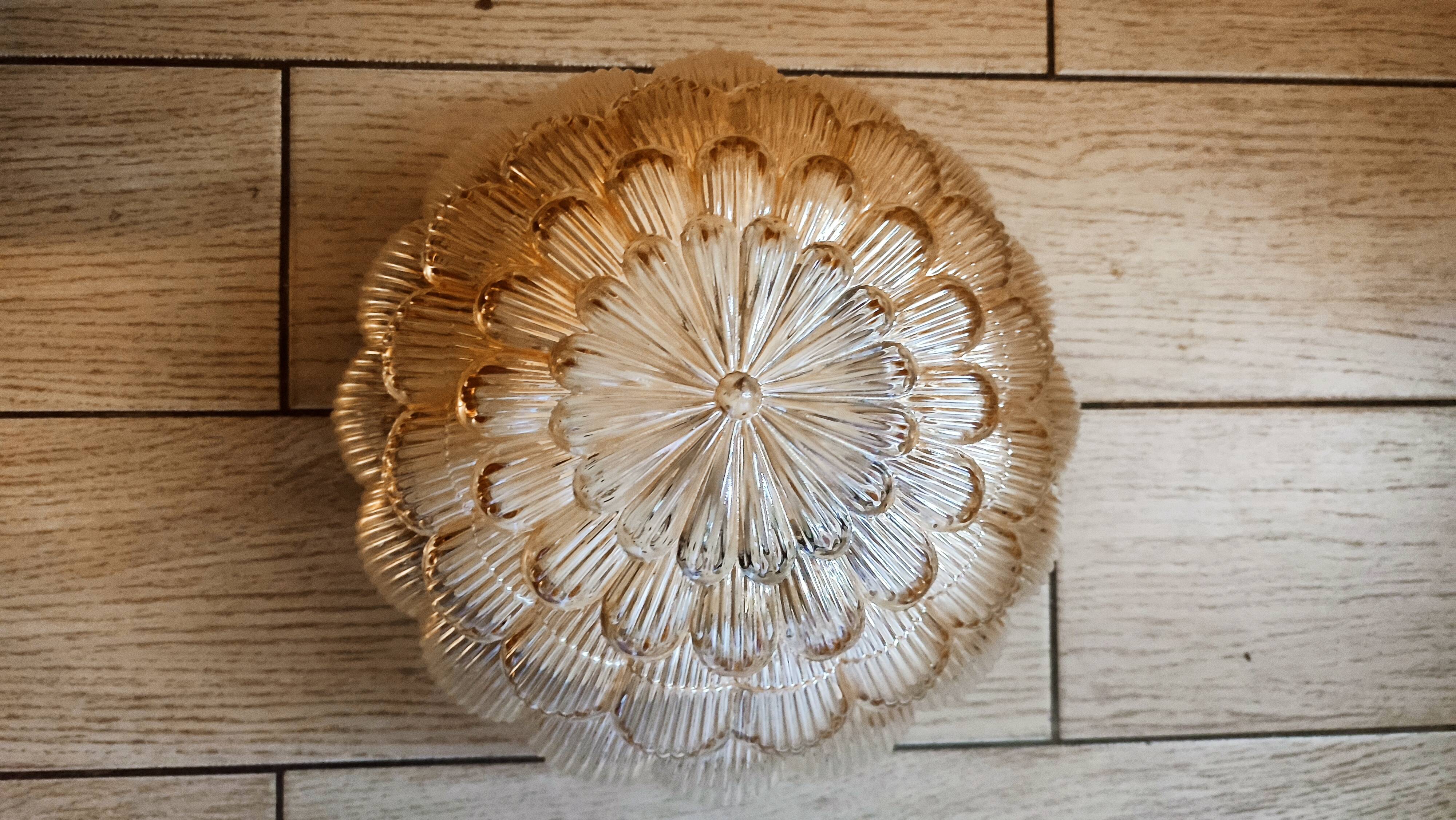 Vintage ceiling light in gold iridescent glass