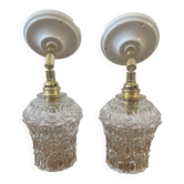 Paire d’appliques globe vintage en verre