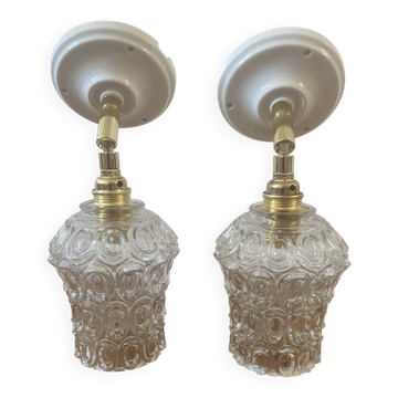 Paire d’appliques globe vintage en verre