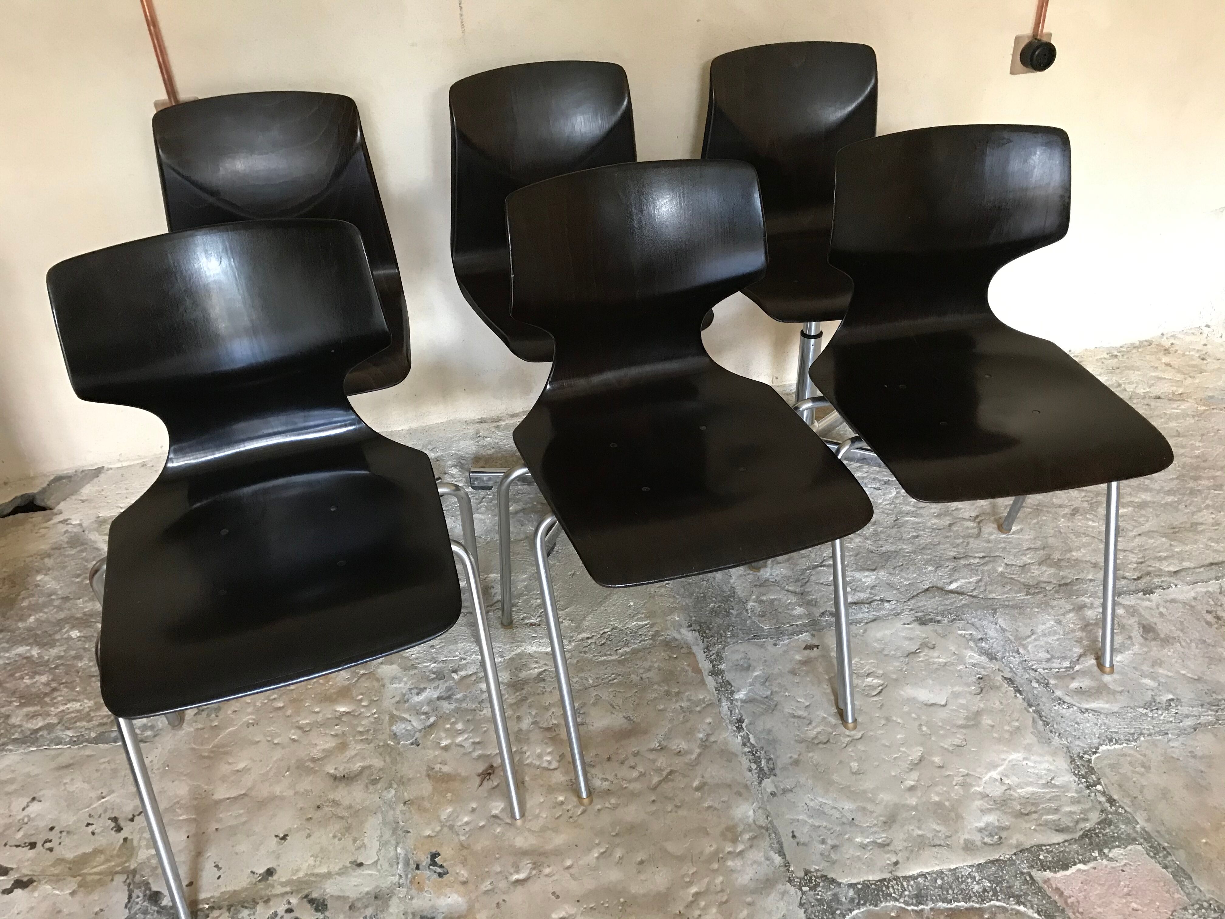 Lot of six vintage chairs Pagholz-Flàtotto