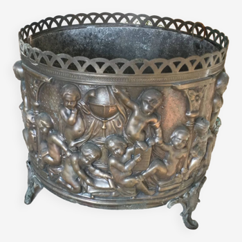 Antique brass and zinc planter