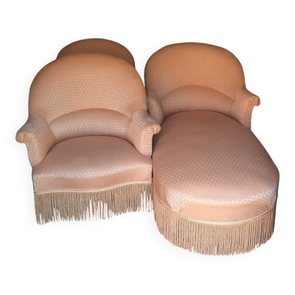 Méridienne et fauteuils crapaud