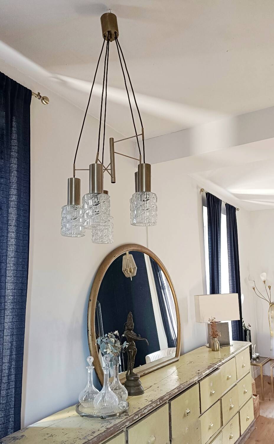 5-light gold waterfall chandelier