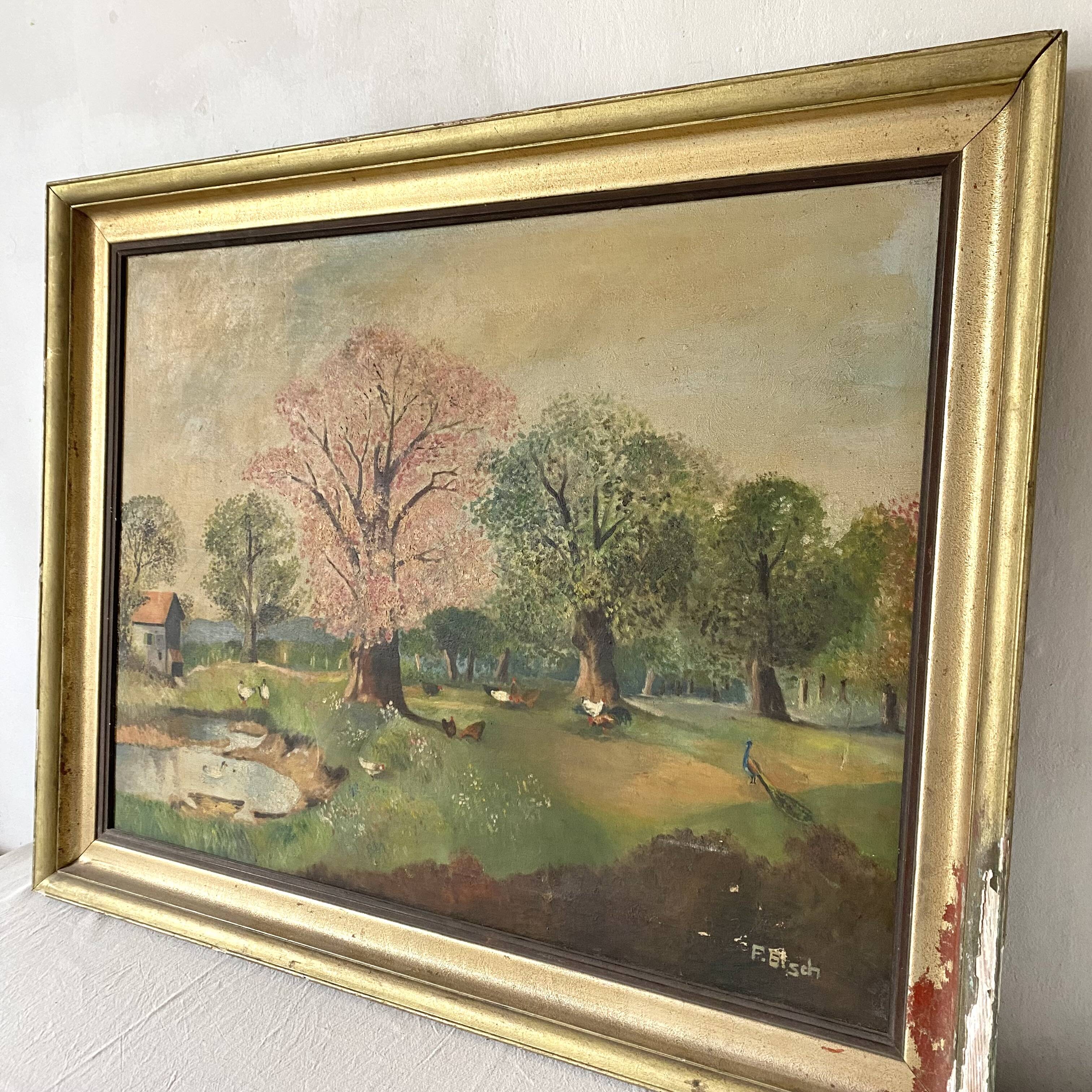 Oil on canvas framed countryside landscape