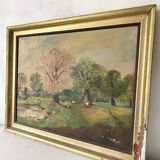 Oil on canvas framed countryside landscape