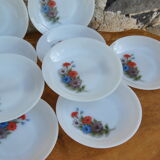 Set of 10 plates flowers of the fields - Arcopal - 70s - Vintage authentic