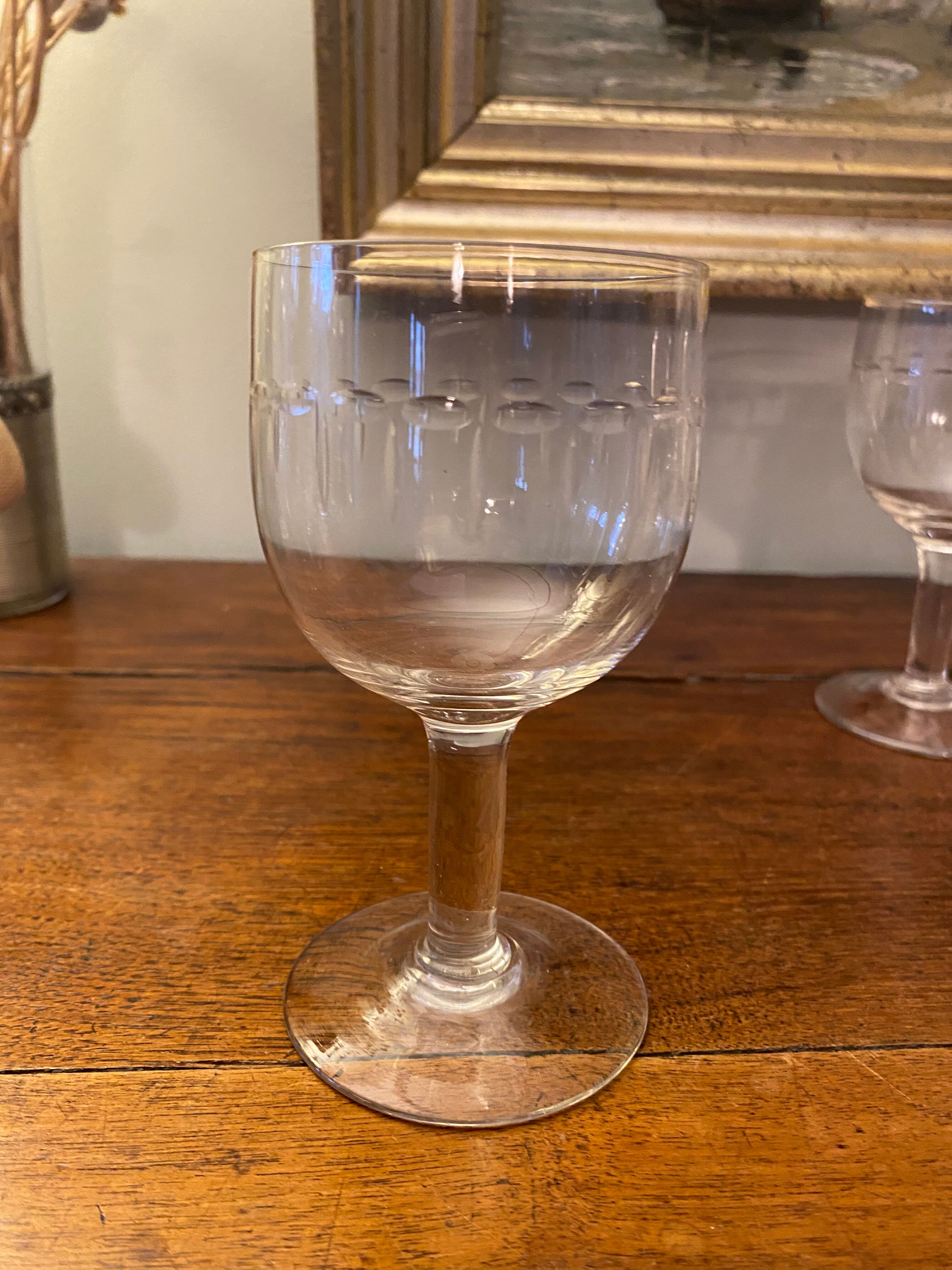6 wine or water glasses in cut glass