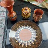 Set of 4 glazed pottery with ethnic decoration