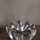 Set of 2 vintage glass candle holders with flower carving