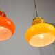 Mid-century italian glass & brass pendant lamps, set of 2