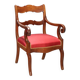 Antique Restoration-style armchair in walnut, fabric, Italy, 19th century.