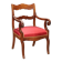 Antique Restoration-style armchair in walnut, fabric, Italy, 19th century.