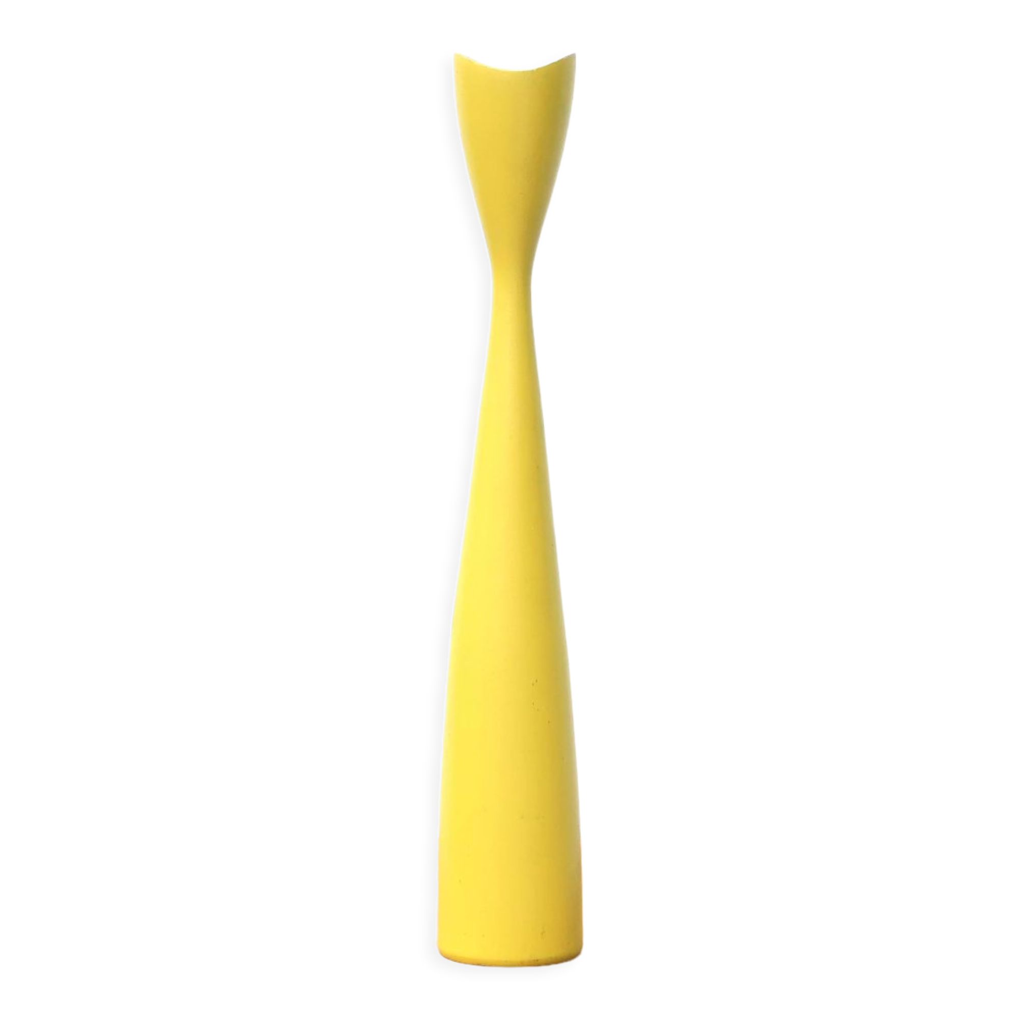 Vintage yellow wooden Scandinavian candle holder