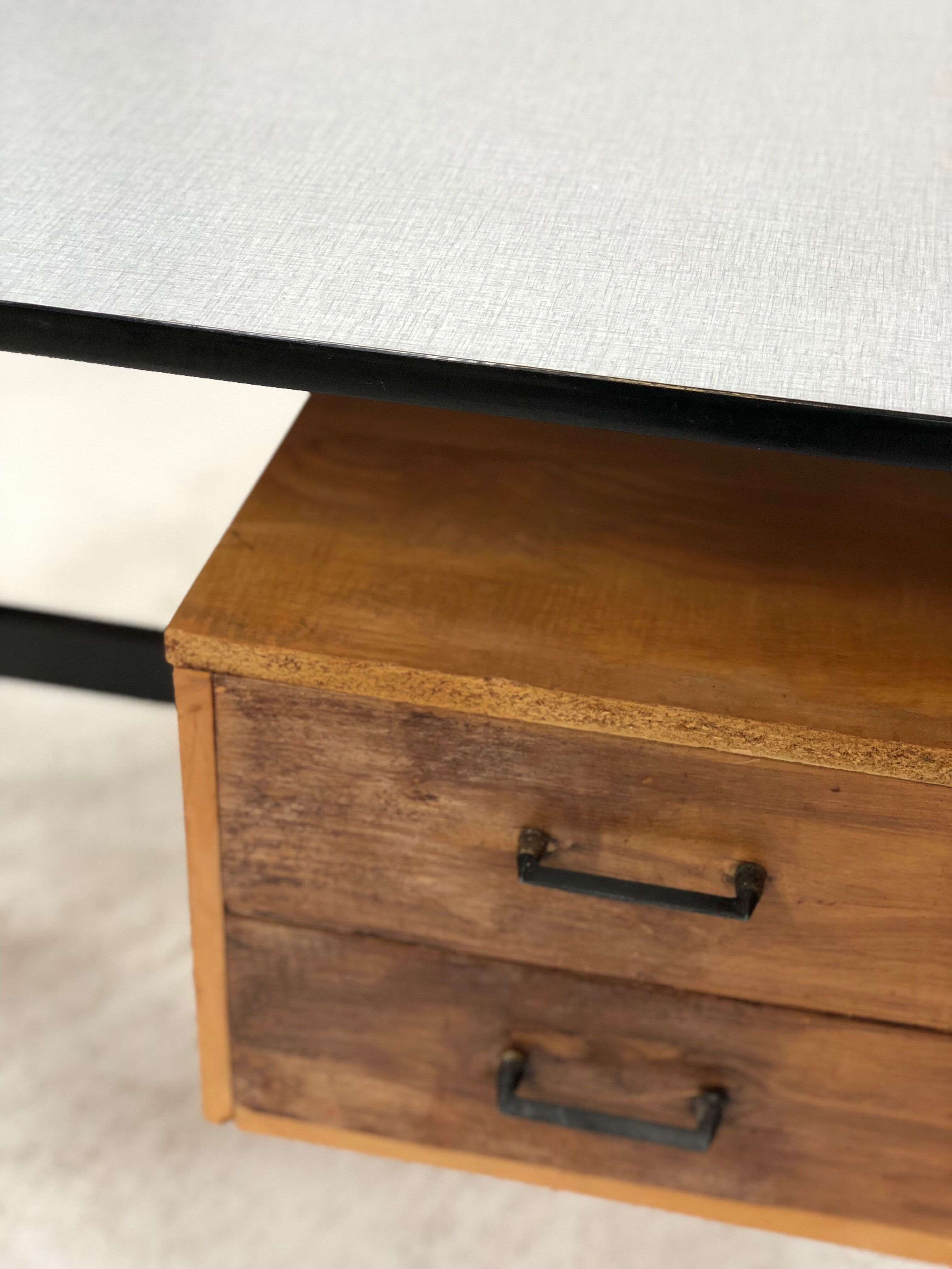 Vintage desk in birch veneer of years 60