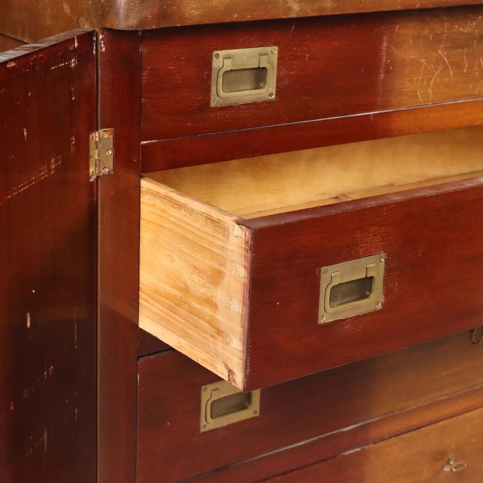 Antique mahogany commode with brass details, 4 drawers, 20th century.