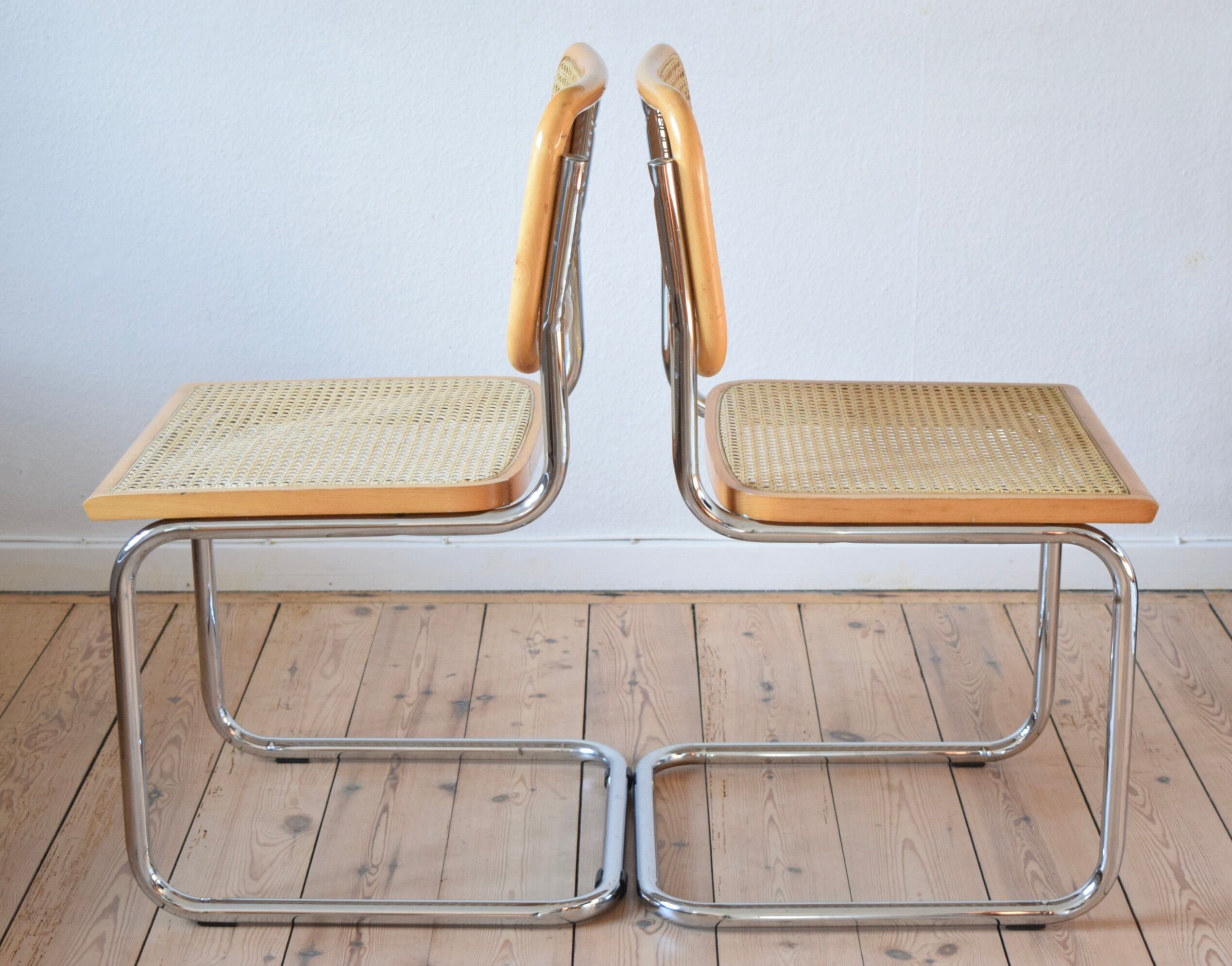 Beech & Cane 'Cesca' chairs by Marcel Breuer