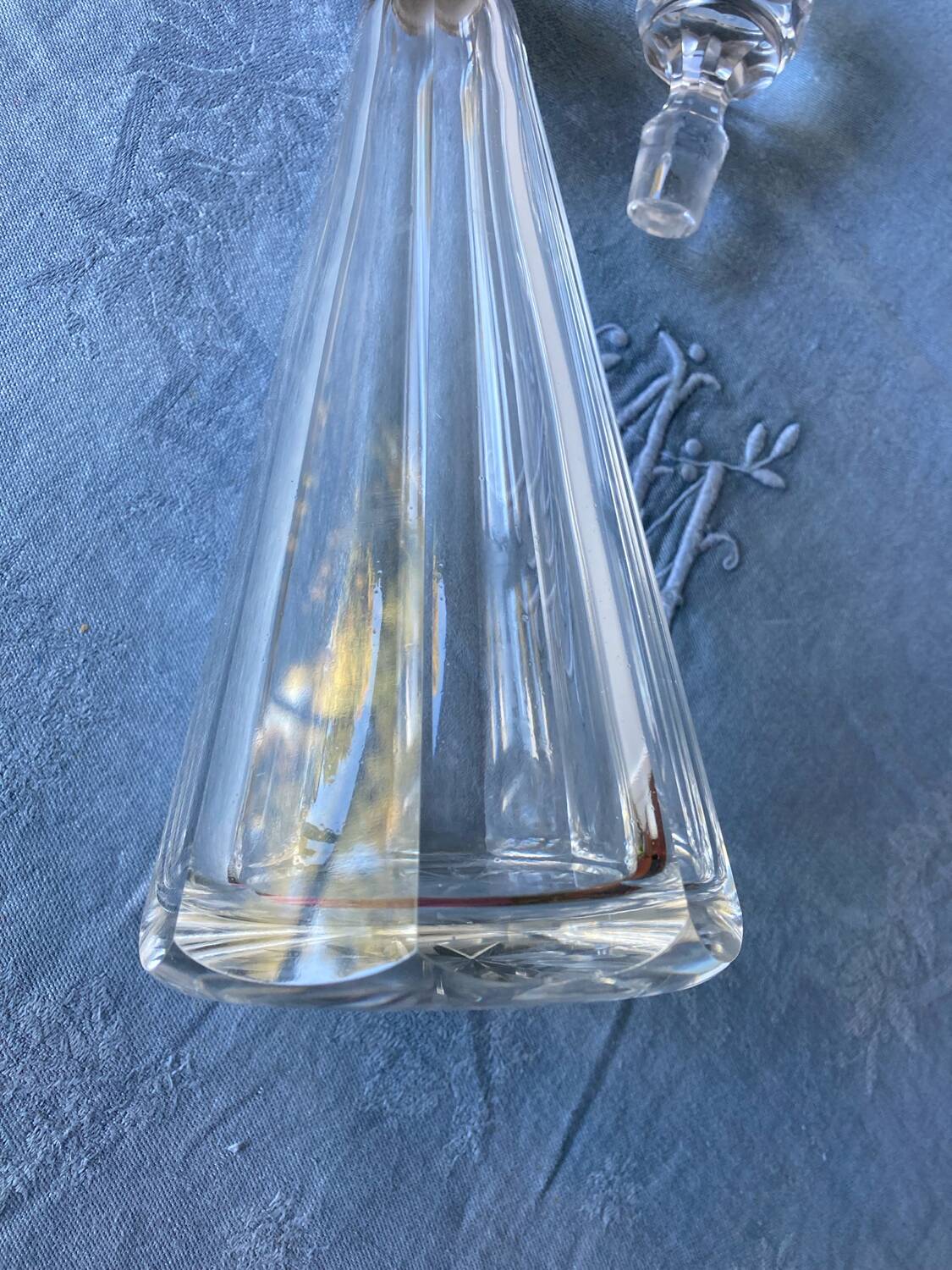 Art Deco crystal and sterling silver carafe