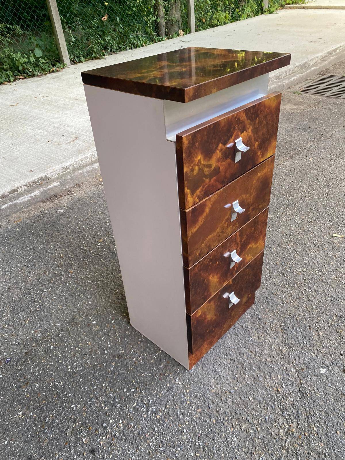 Commode loupe d'orme 1970 4 tiroirs