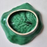 Ceramic bowl empty pocket green cabbage leaf Sarreguemines Years
