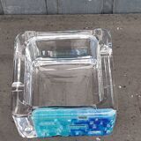 Crystal and glass paste ashtray Daum design from the 80s