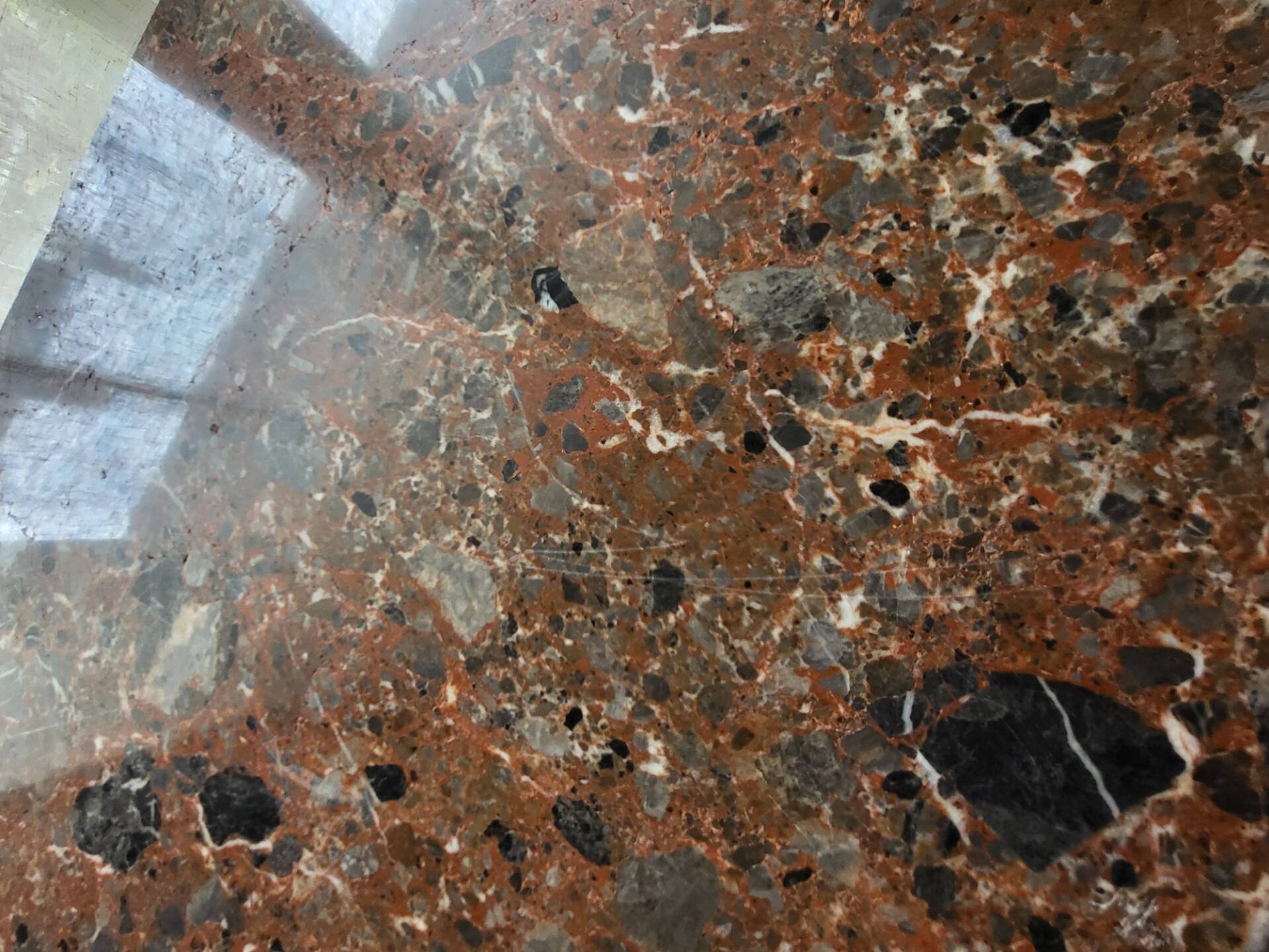 High sideboard in rosewood and marble slab, Louis XVI style, French