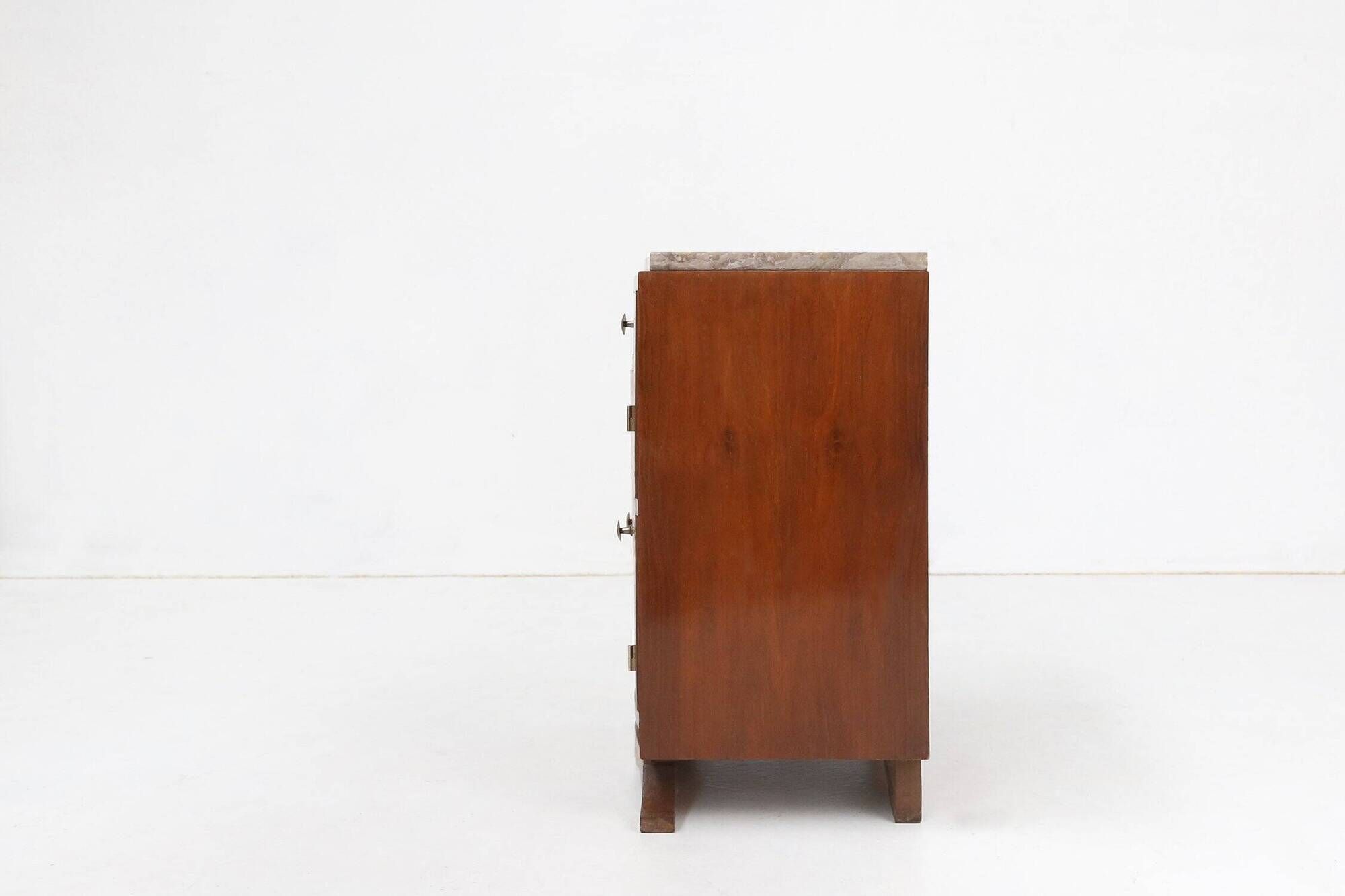 Art Deco cabinet in wood with a marble top, France, 1930s