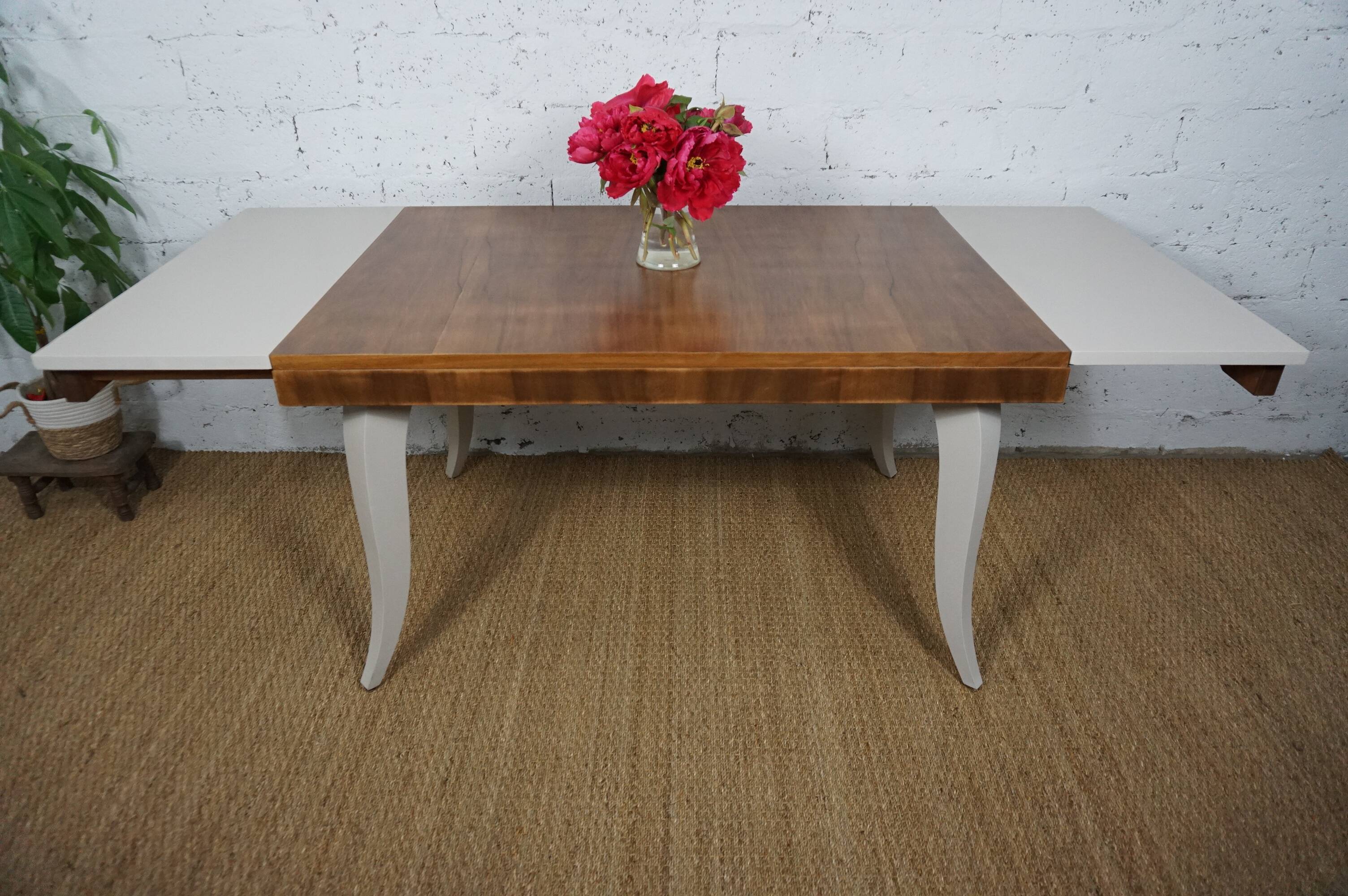 Dining table with art deco extensions revamped curved legs