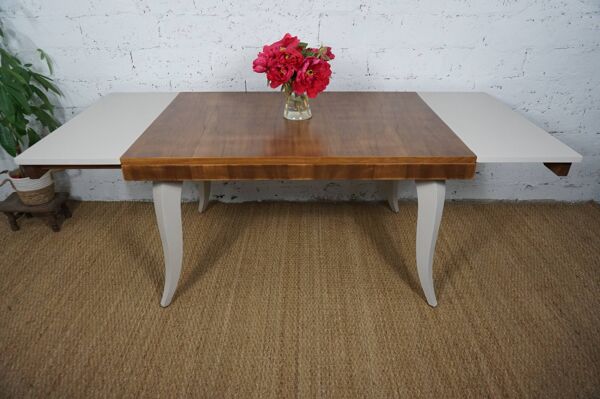 Table à manger avec rallonges art déco relookée pieds galbés