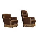 1970s, Danish set of two velour chairs, original condition