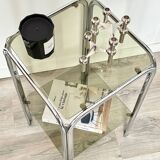 Old vintage smoked glass side table / end table