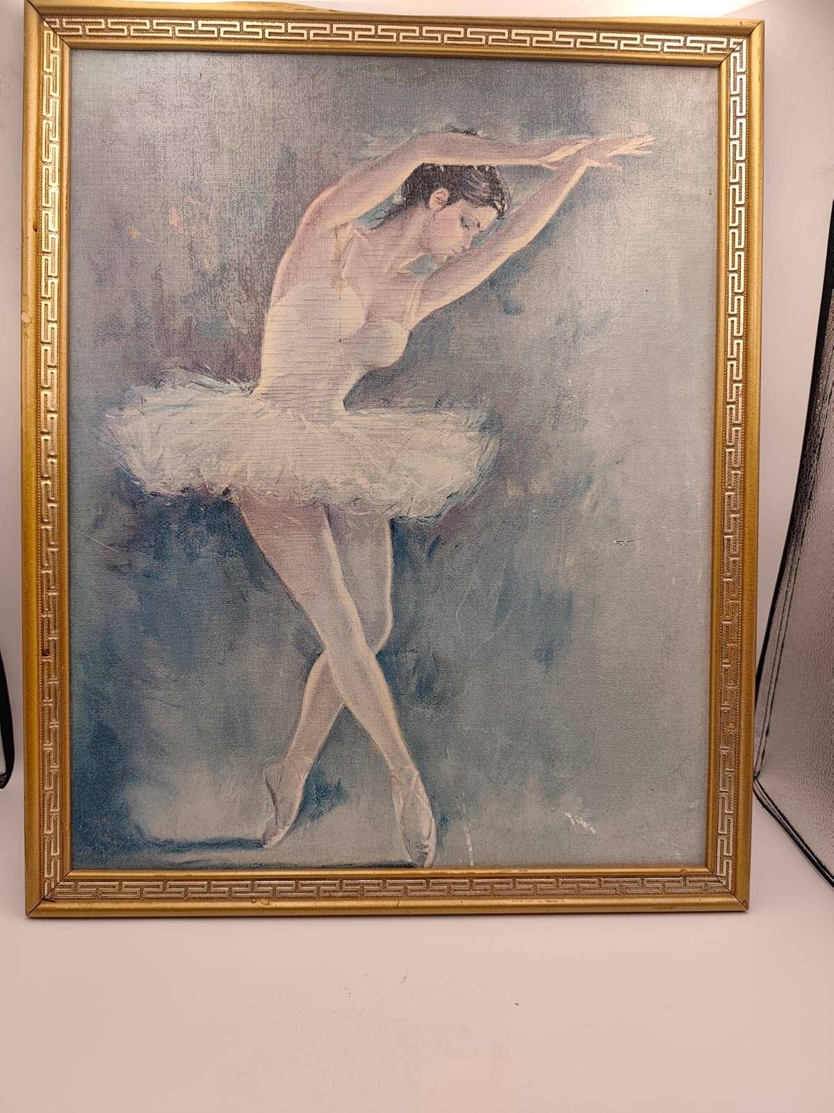 Ballerina painting on wood | Vintage painting | Framed | Art deco