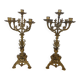 Pair of church candelabra - 19th century - in bronze and brass, 5 lights / c