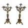 Pair of church candelabra - 19th century - in bronze and brass, 5 lights / c