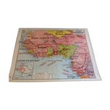 School map Afrique Occidentale au recto et Tunisie au verso Vidal Lablache