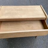 Commode scandinave 4 tiroirs rénovée en bois brut 1940