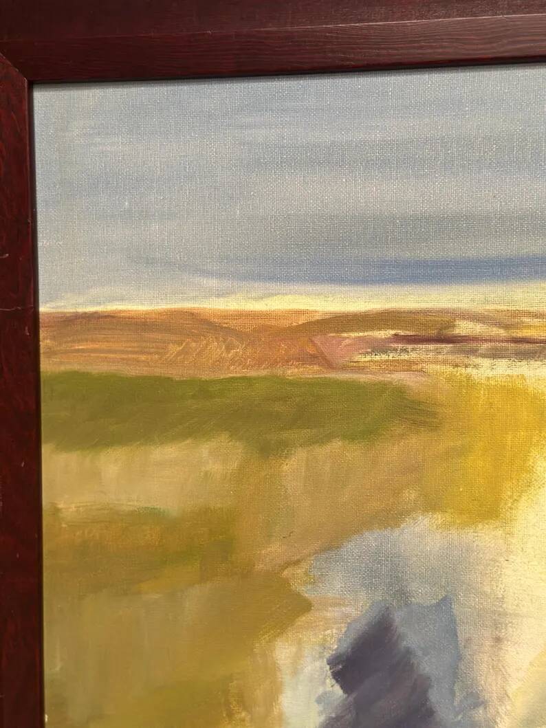 Original Swedish Oil on Panel – “Landscape” by JA 05 – Vintage & Framed – 58 × 48 cm (22.8" x 18.8")