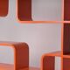 Bibliothèque bois orange space age 1970 années 70 pop