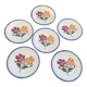 6 flat plates E. Charbonnier, Salins, Terre de Fer, countryside model, made in France, vintage