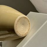 Large beige vase with blue and pink trim H27 D21