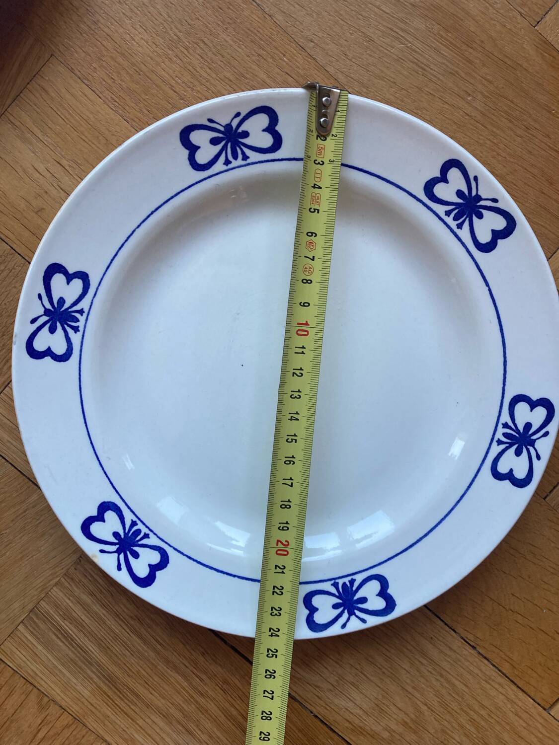 Blue butterfly patterned dinner plates