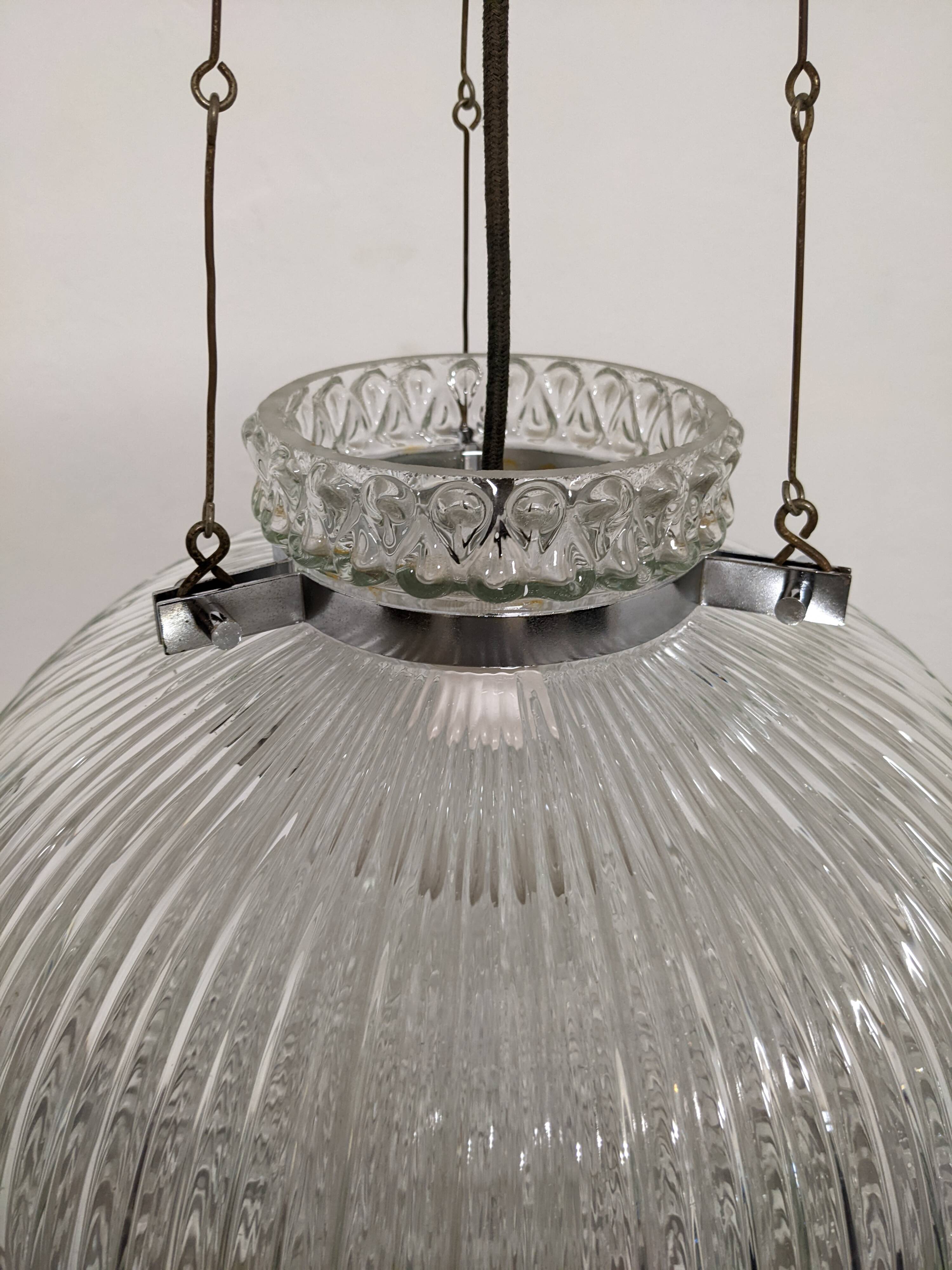 XL dome pendant light in blown glass, Italy circa 1960