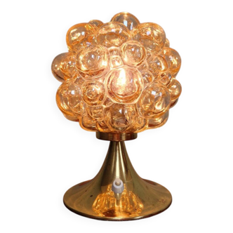 Lampe de table en verre bullé, design Helena Tynell, 1970