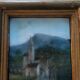 Ancienne peinture pastel sur papier signée paysage Bartalini avec cadre