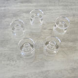 5 old transparent design stemmed glasses