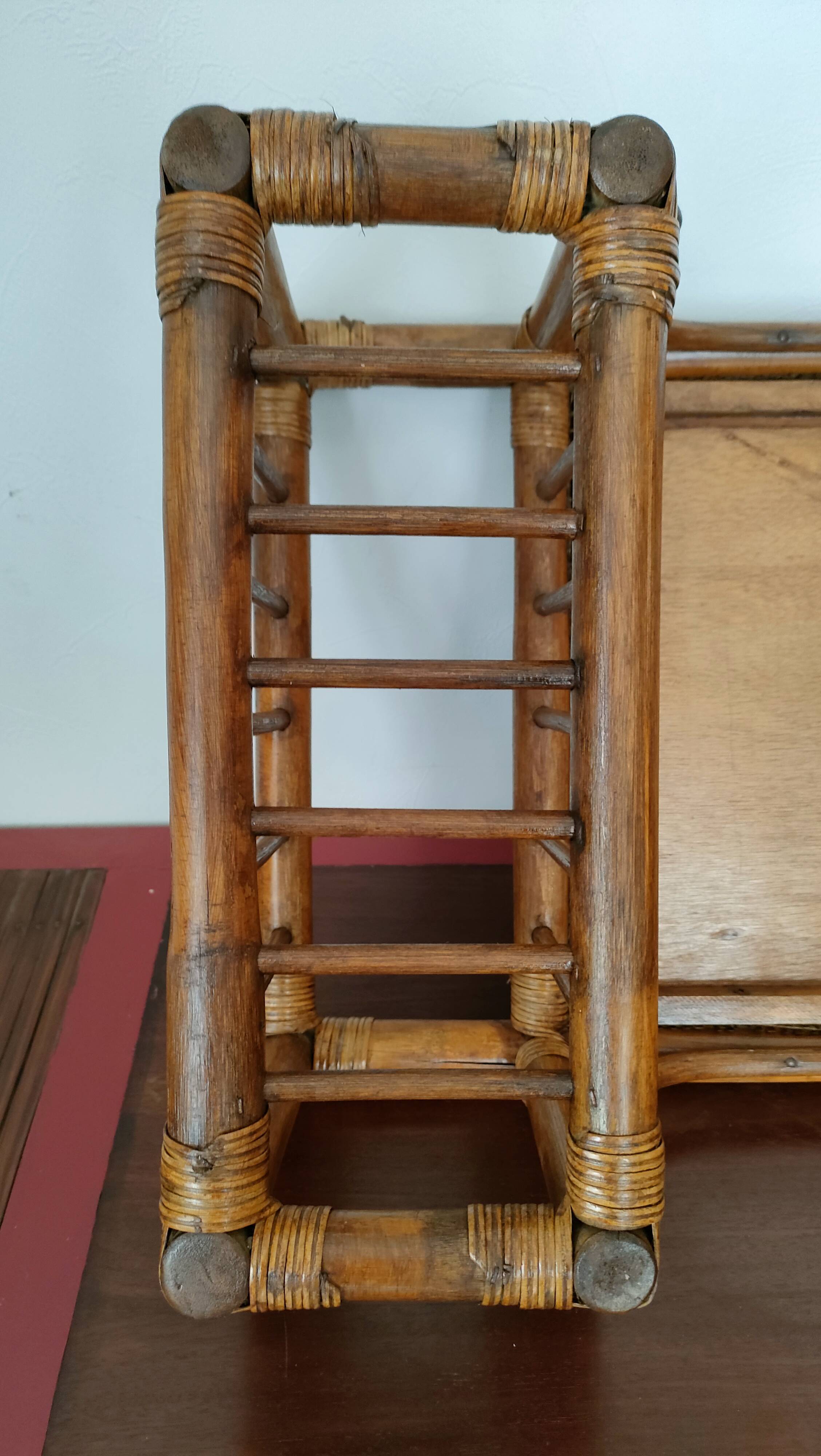 Large vintage serving tray, rattan and wicker - Indonesia - 1950s/1960s