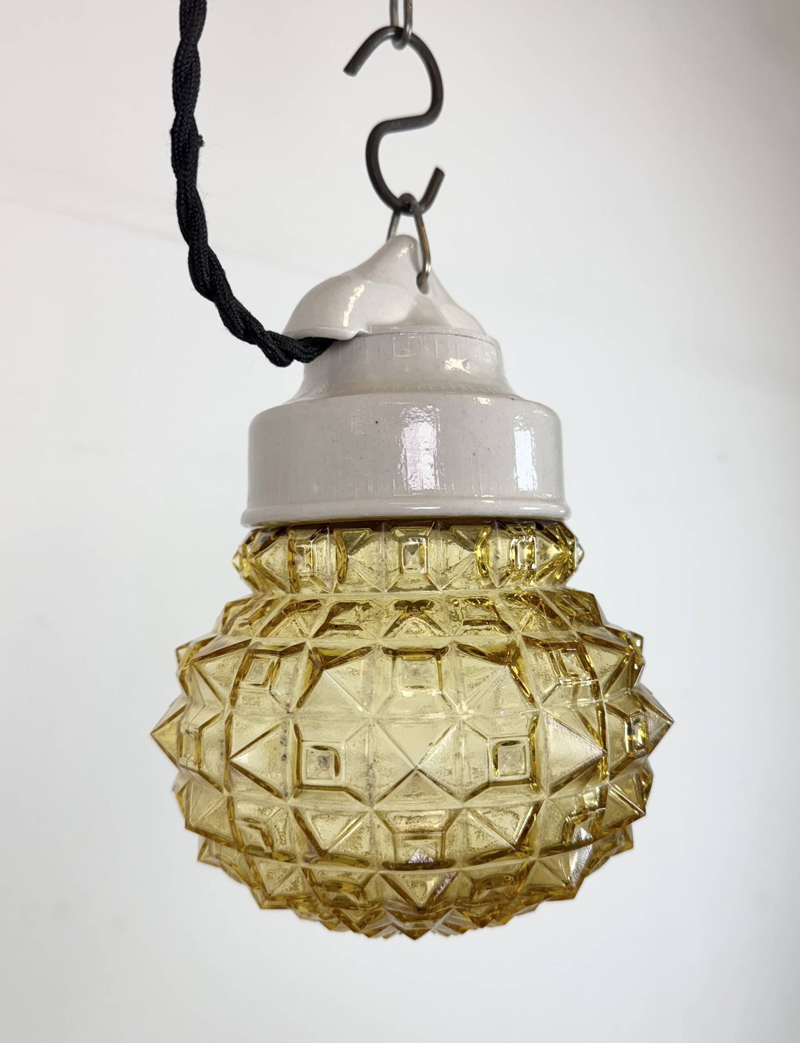 Vintage White Porcelain Pendant Light, 1970s