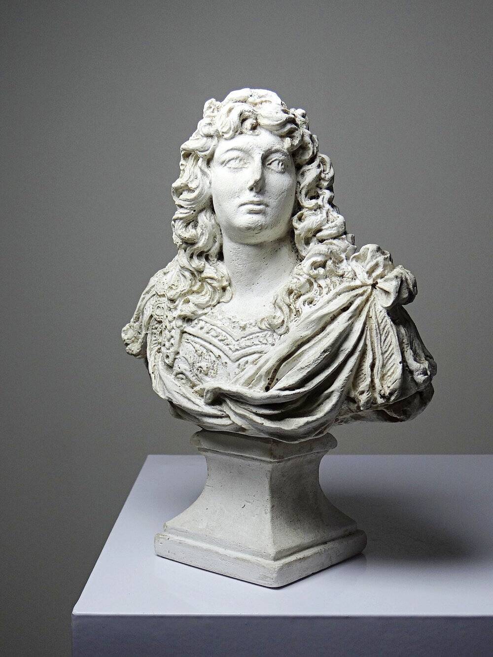 Antique white plaster bust of Louis XIV after Gole & Le Brun
